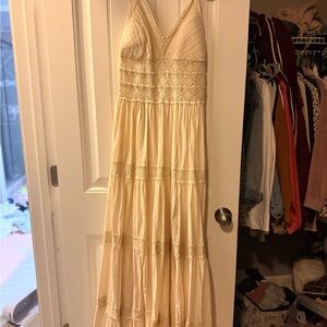 A Loves A Elegant Cream Lace Maxi Dress